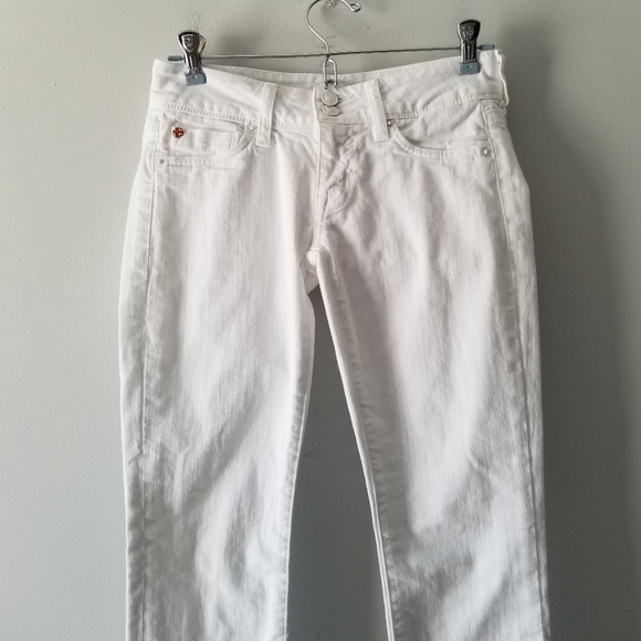 Hudson Ginny Crop Straight Cuffed White Jeans 24 - Picture 3 of 12